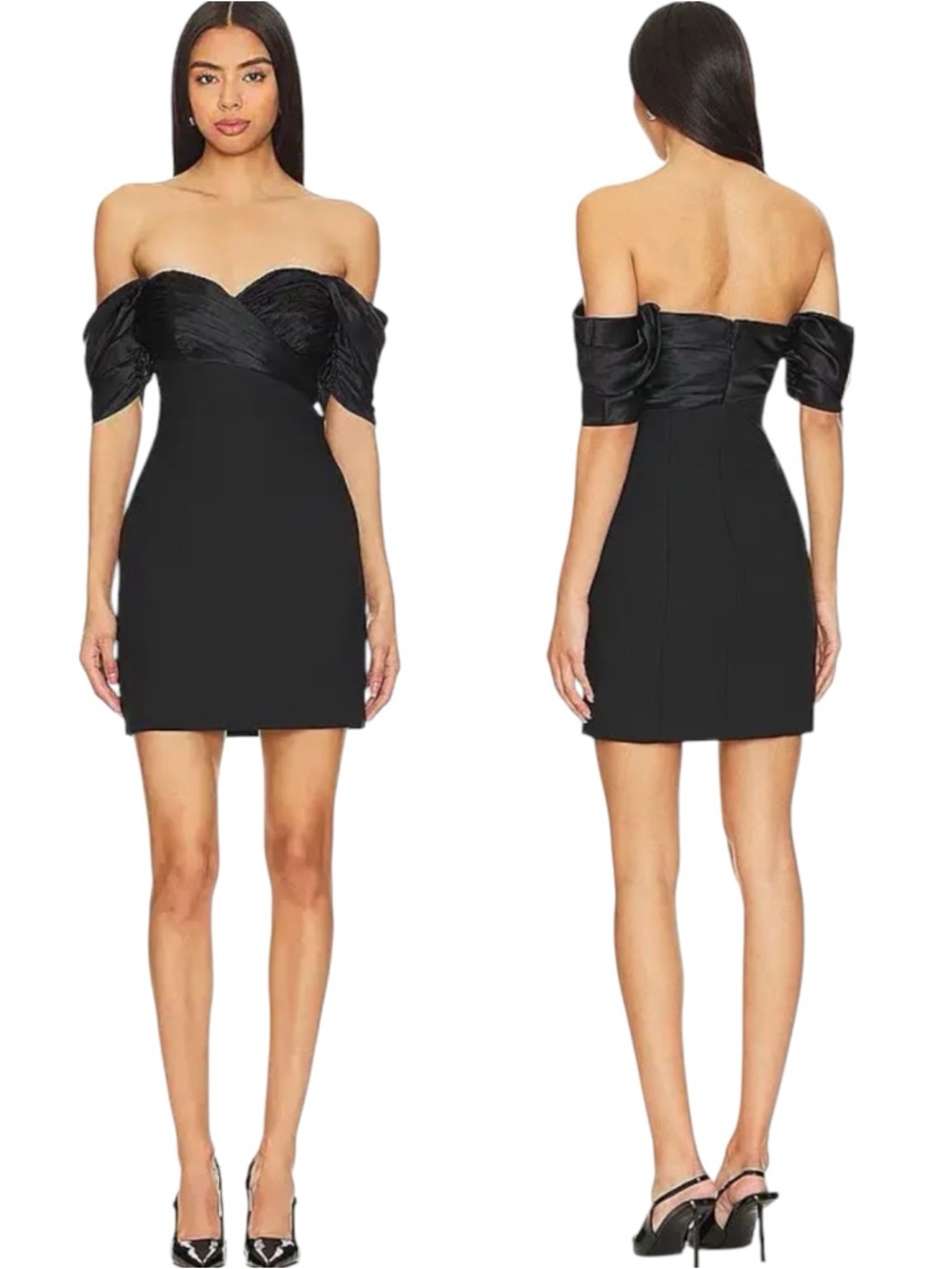 NWT Cinq à Sept Sibyl Off-The-Shoulder Mini Dress Black Cocktail Size 10